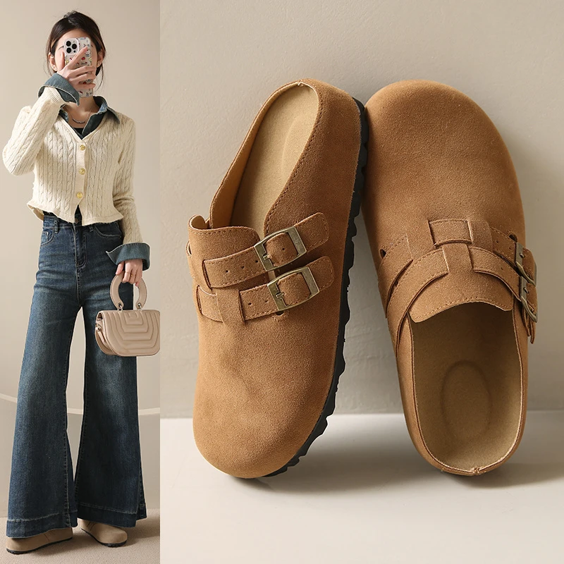 女鞋春夏博肯鞋包头拖鞋脚宽脚胖孕妇专用鞋一字拖