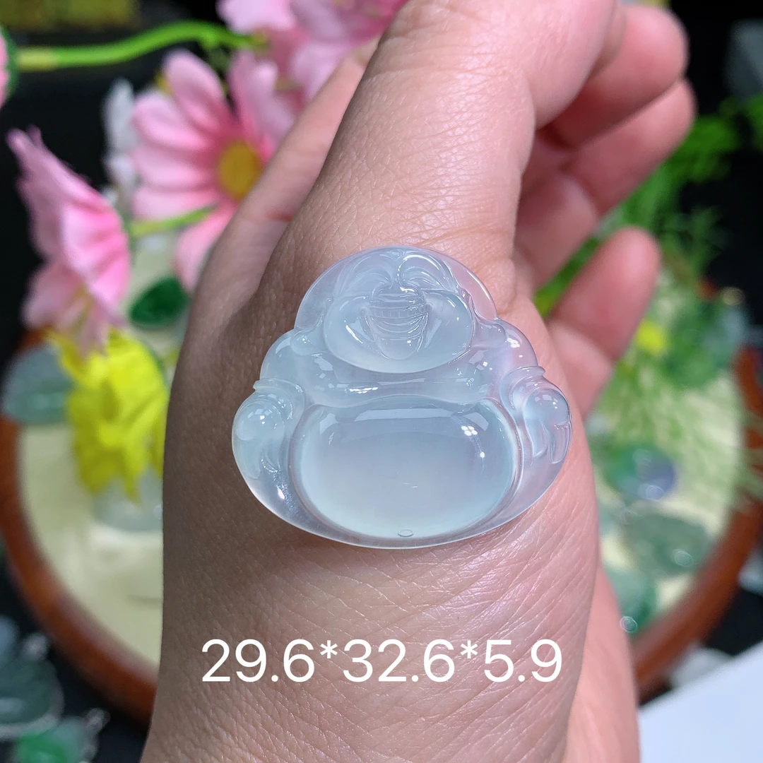 缅甸翡翠A货冰种佛公品吊坠挂件水润百搭精冰冰透精气质妈妈雕刻