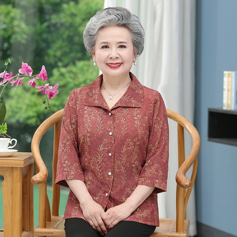【151-200】老太太妈妈装上衣衬衣洋气中老年女装奶奶夏天衬衫