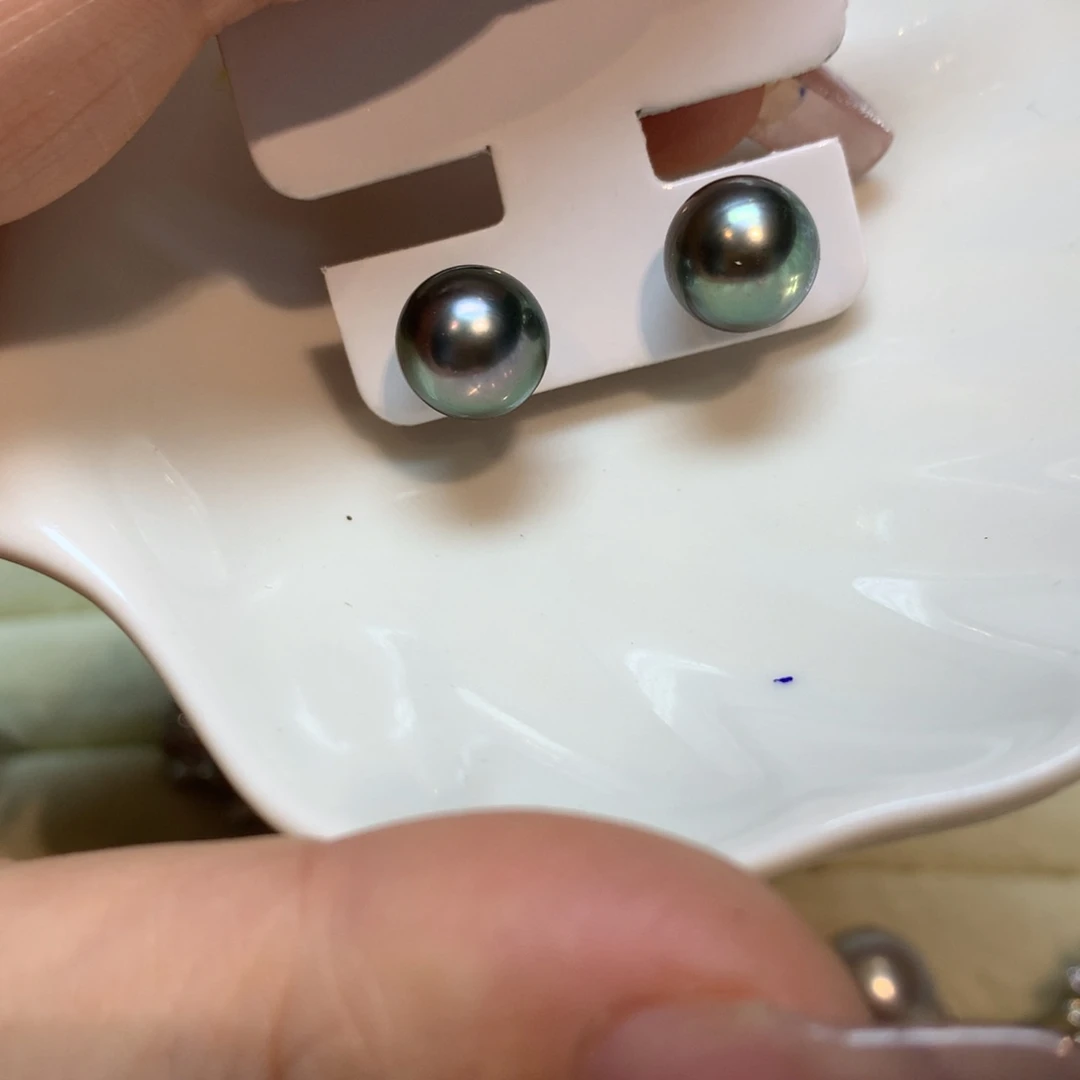 海水珍珠耳饰银S925镶嵌