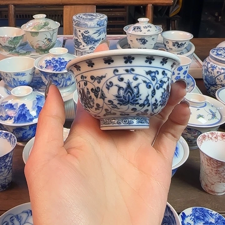 名窑口 缠枝莲压手杯迷你