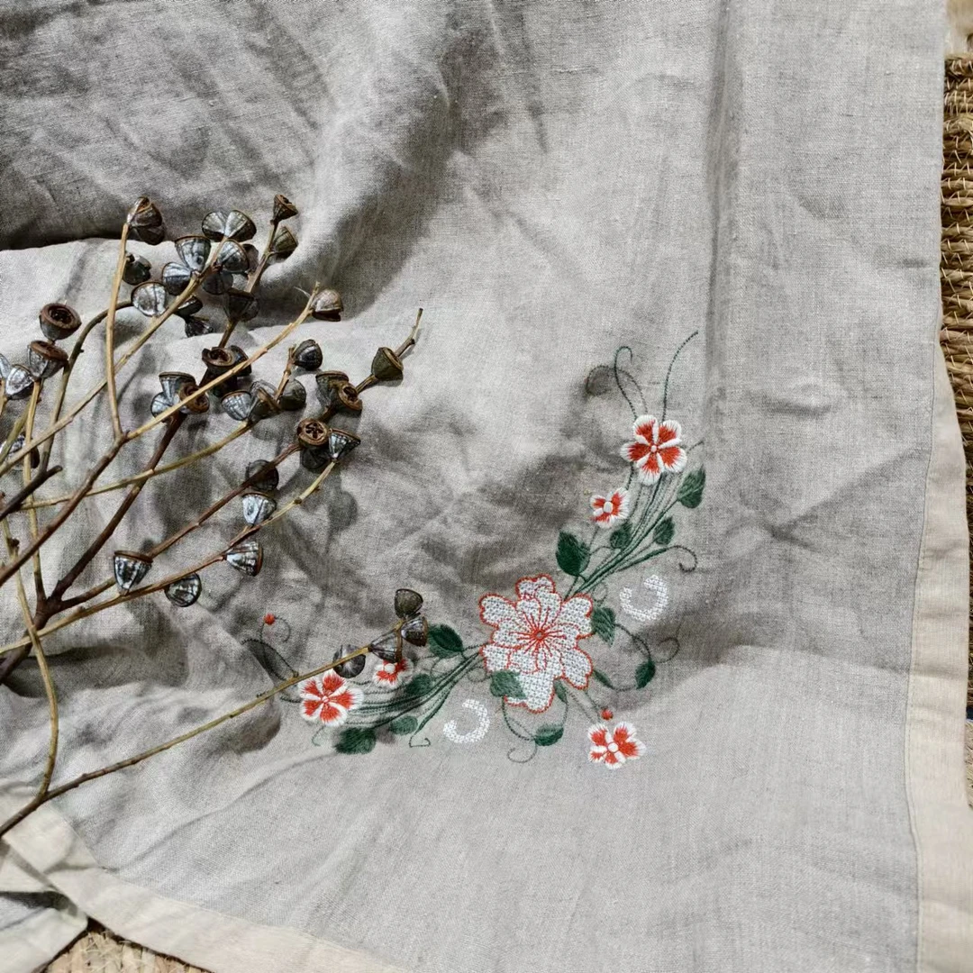 【繁花似锦】汉麻双雨露5支加厚手工绣盖毯搭毯