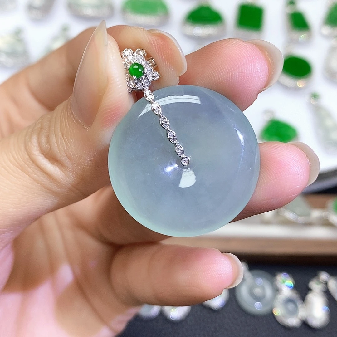 翡翠18K金镶嵌吊坠(不含链)