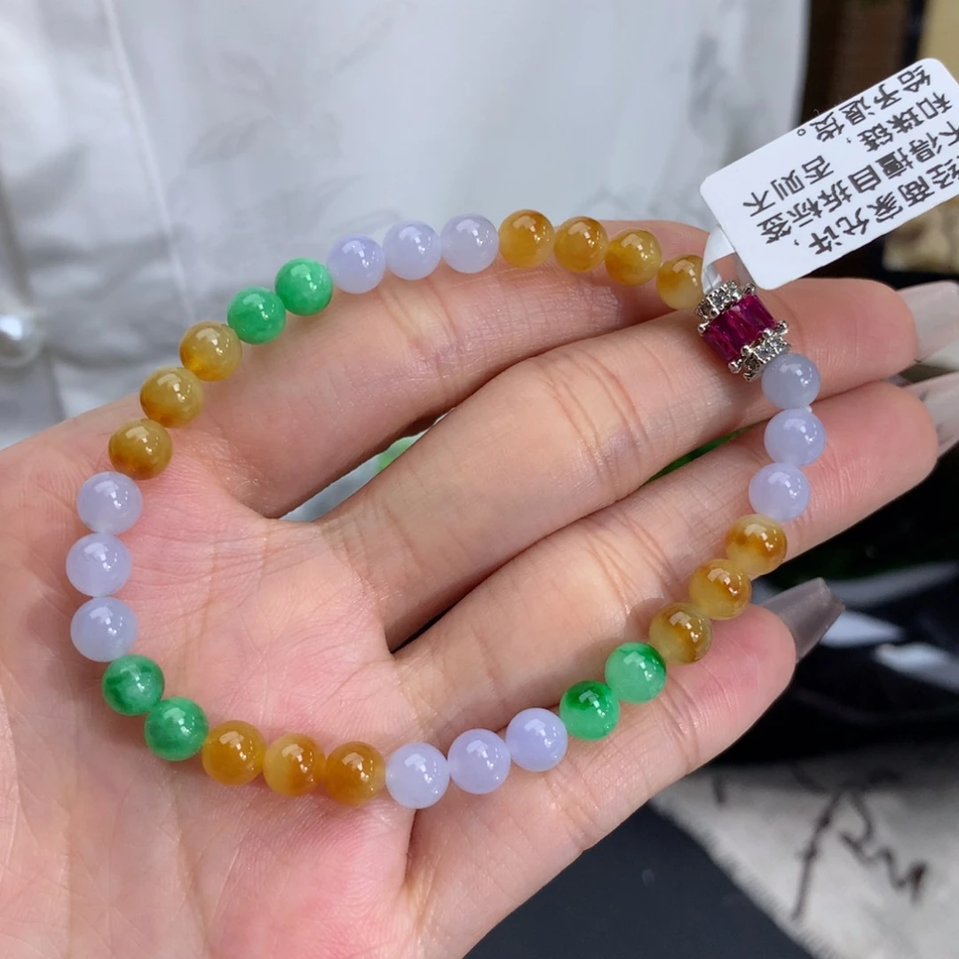 翡翠手链未镶嵌卡5.5胶润多宝手串