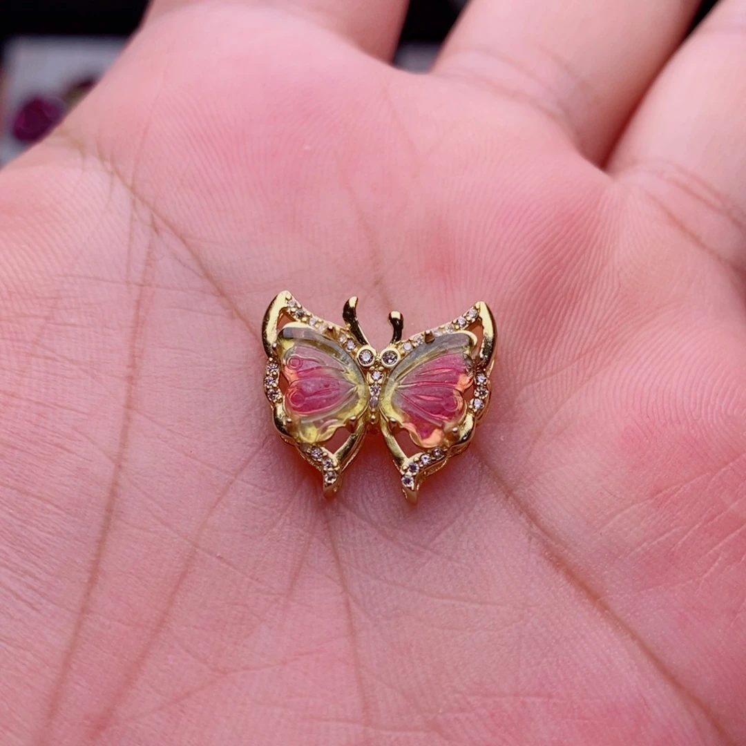 吊坠(不含链)银S925镶嵌碧玺