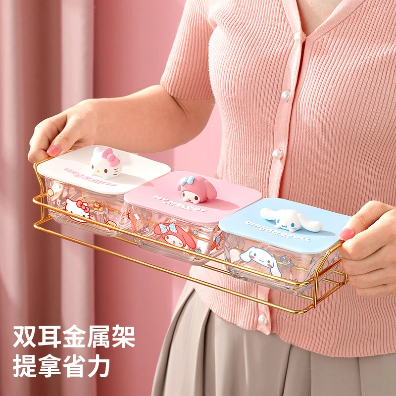 三丽鸥水果盘客厅茶几家用轻奢高档零食坚果点心小吃碟玻璃收纳盒