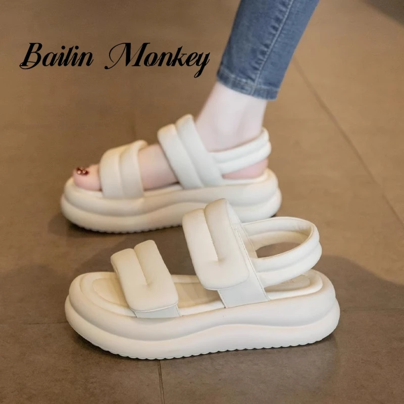 品牌厚底凉鞋女款2025新款爆款露趾夏季外穿软底时尚百搭沙滩凉鞋