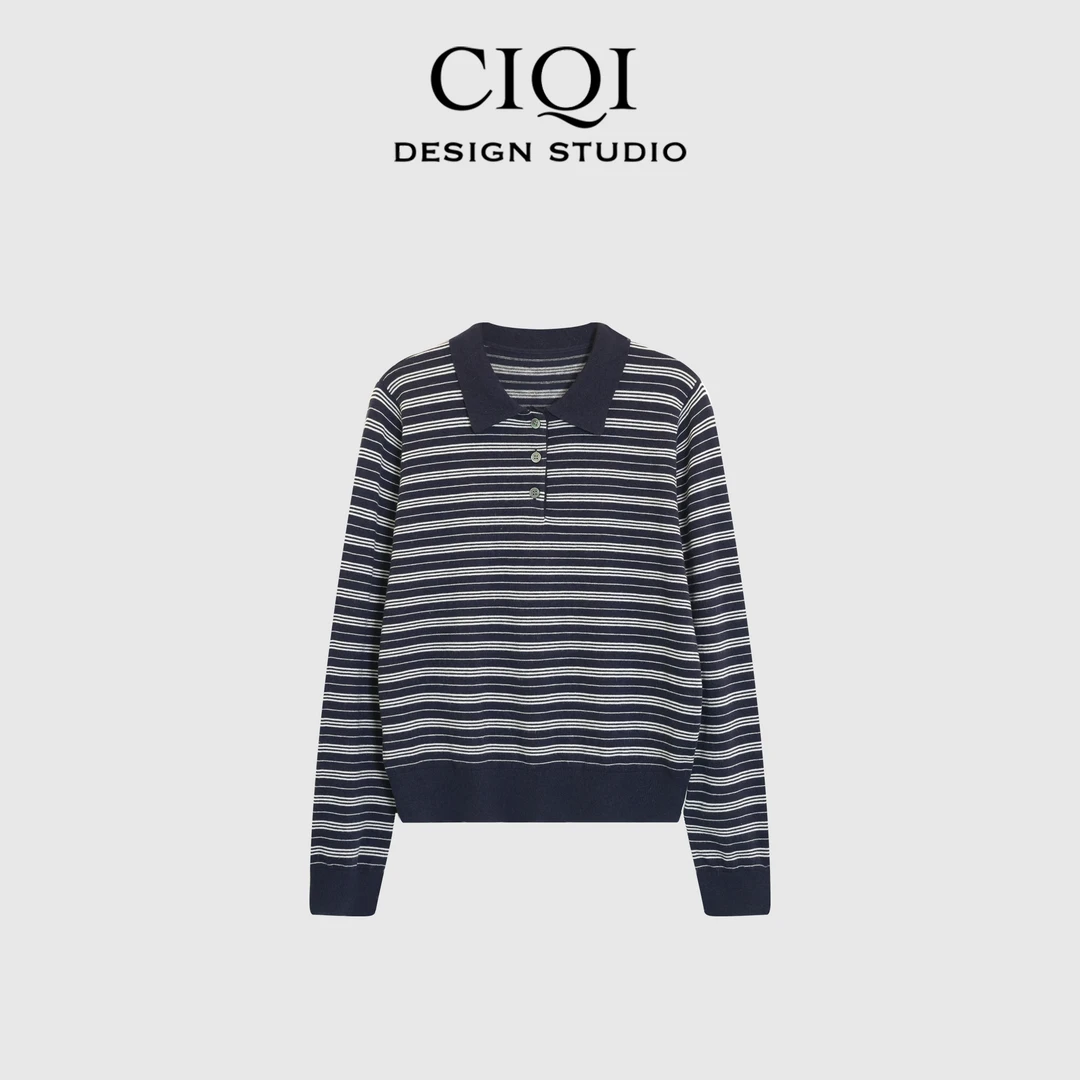 CIQI STUDIO【遗忘诗行】秋季极简羊毛混纺轻奢复古针织衫DY251025