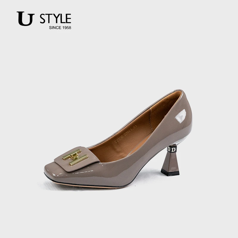 Chic Pa联名轻奢高定牛皮2025新款法式金标H扣酒杯跟高跟鞋98166