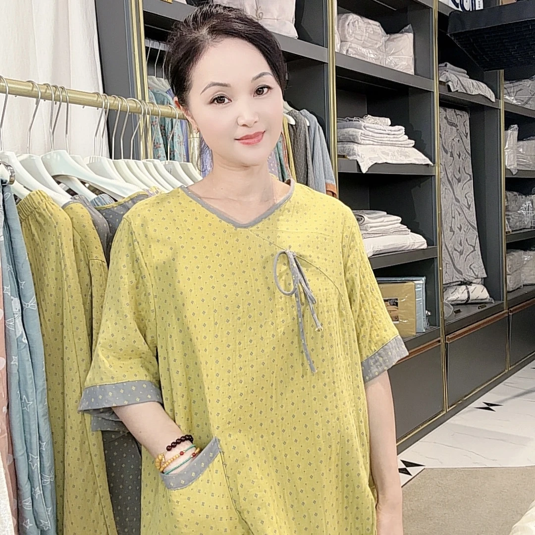 【主播清仓】100%纯棉双层纱A类全棉女士国风睡衣