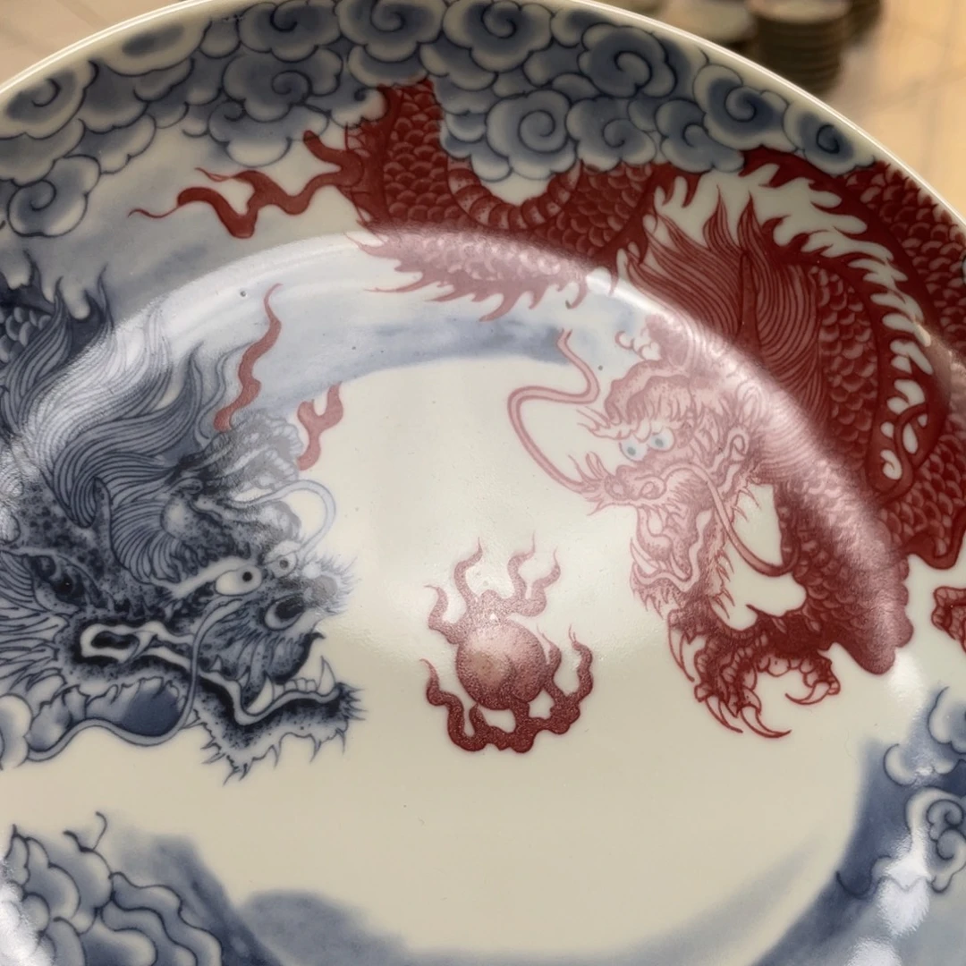 瓷片景德镇双龙戏珠大壶承新款