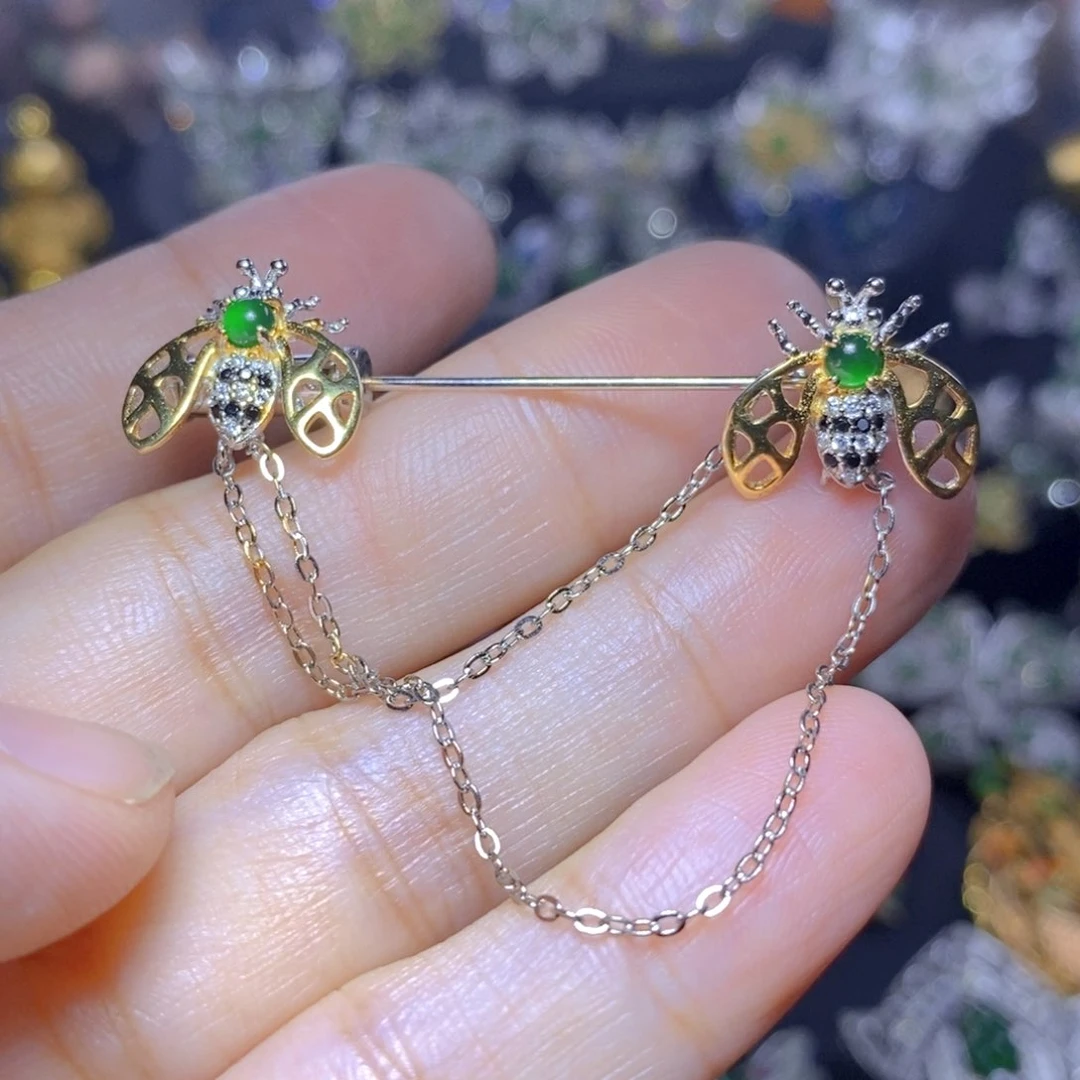 翡翠银S925镶嵌套链天然翡翠