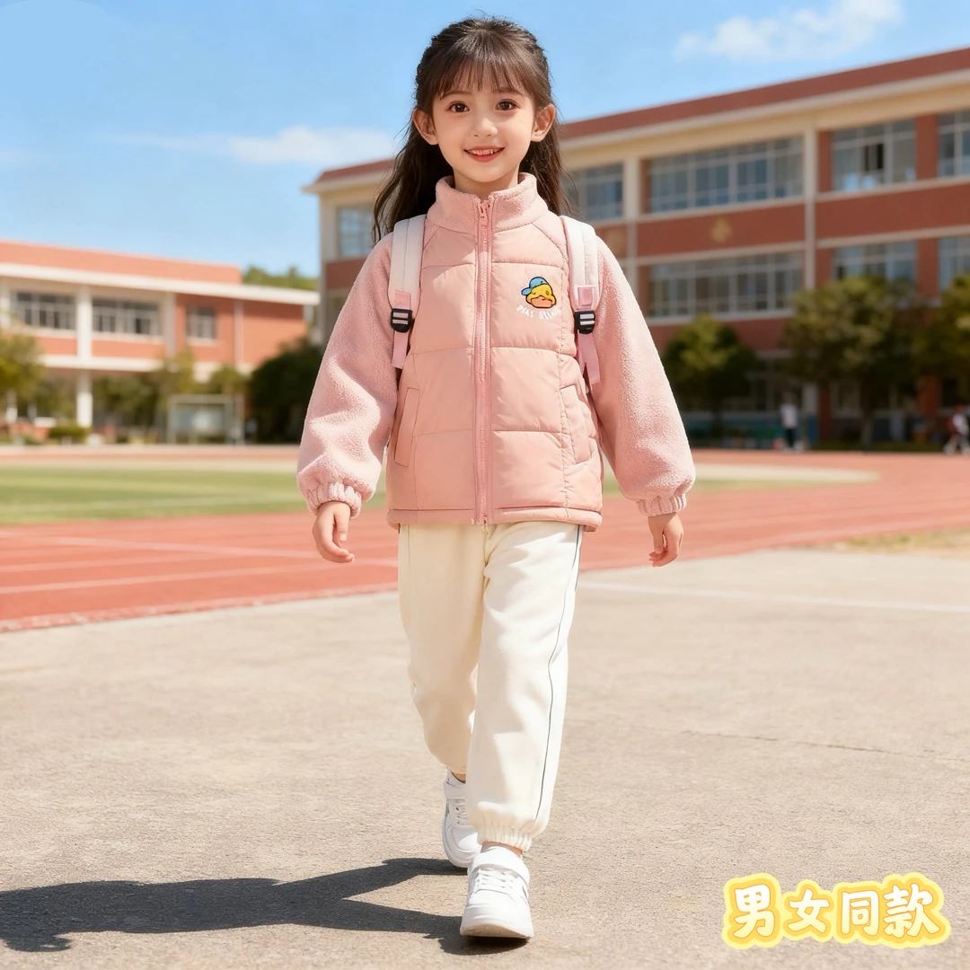 小黄鸭新款2025《校服神器》儿童棉服内胆男童女童加厚秋冬立领童装