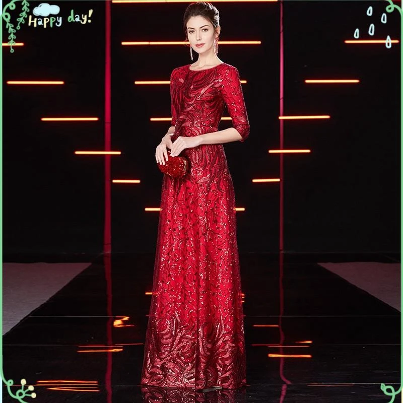 2025春季亮片年轻喜婆婆婚宴装儿子订婚礼服高贵显瘦洋气连衣裙