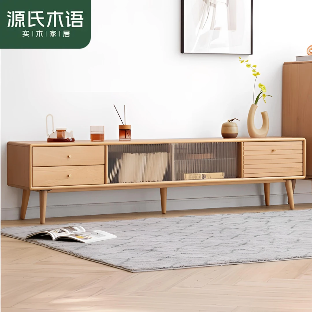 源氏木语实木电视柜客厅储物地柜 榉木 200*32*42cm Y107N01