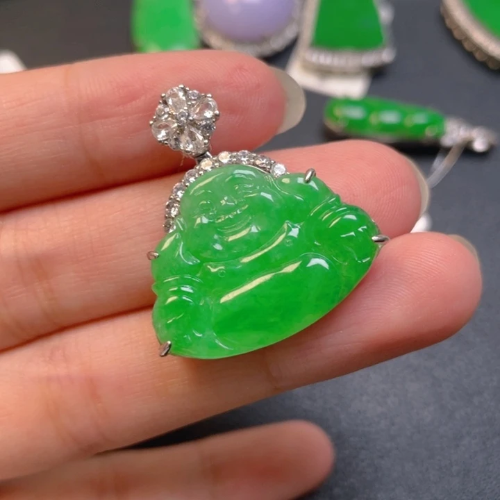 翡翠银S925镶嵌吊坠(不含链)