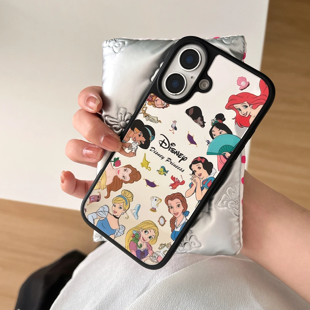 卡通公主合集镜面适用苹果16promax手机壳iphone15新款14女款13