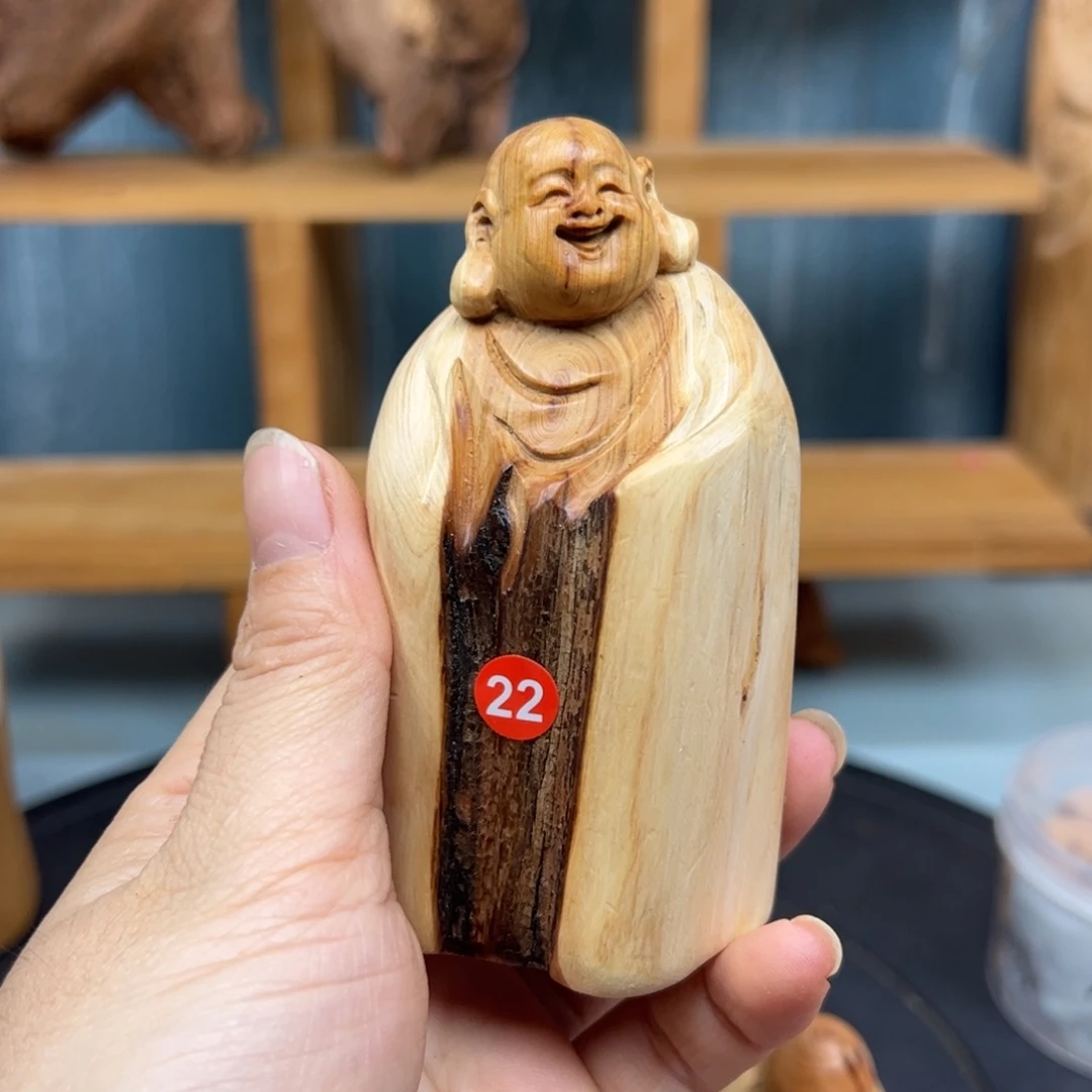 彭***郎木崖柏木摆件手把件，