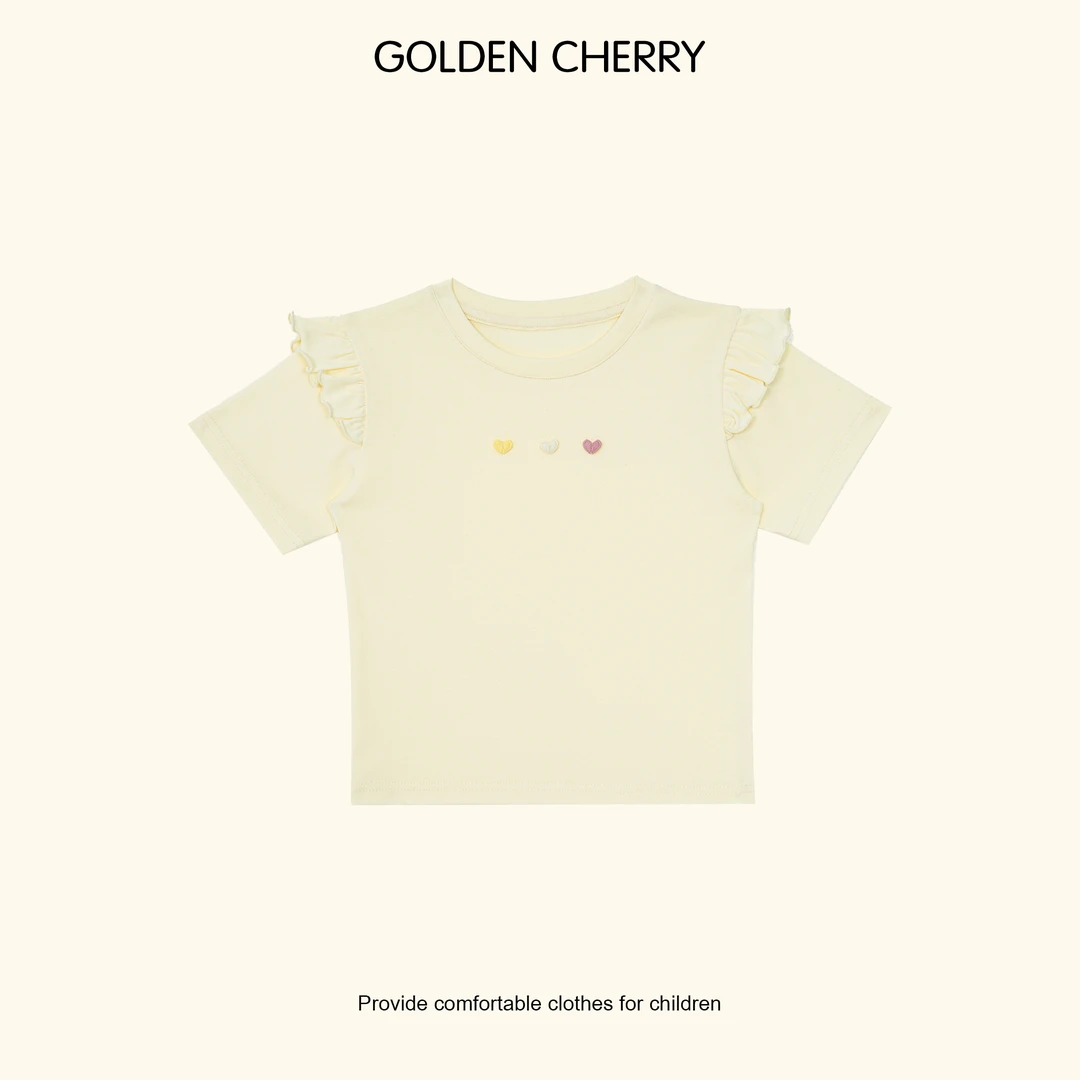 【金樱桃Golden cherry】小童三颗爱心飞袖休闲T恤QDD535
