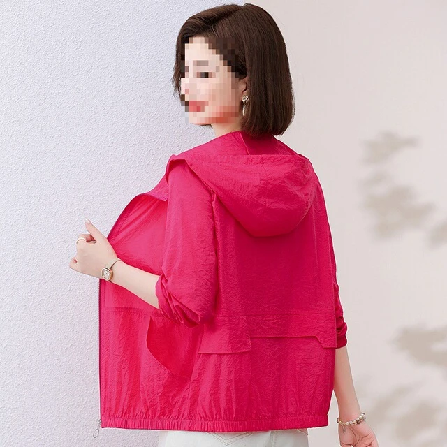 夏季防晒衣女新款宽松休闲中年妈妈装短款外套韩版大码防晒服