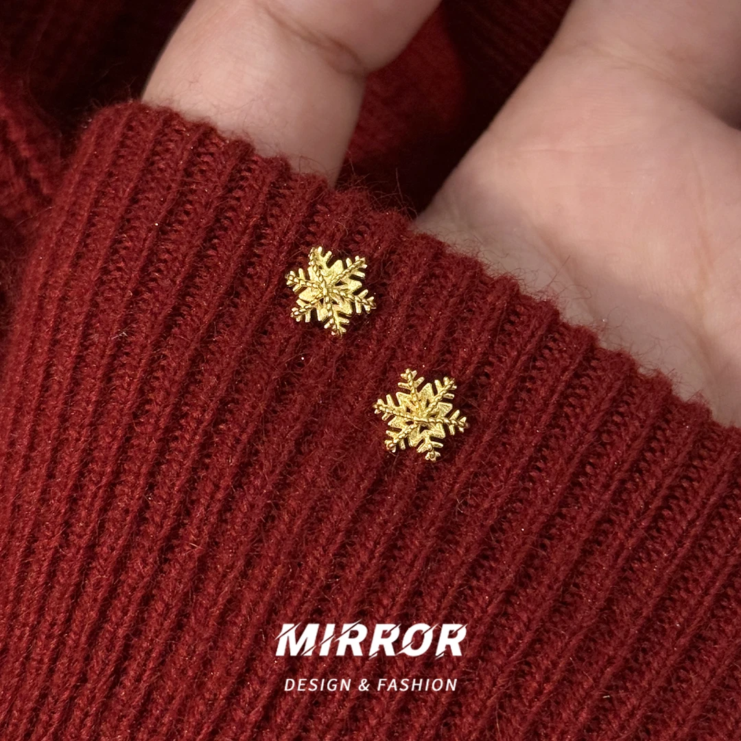 小麋人 足银耳饰 CE9548雪花耳钉女耳环耳饰气质个性时尚高级感