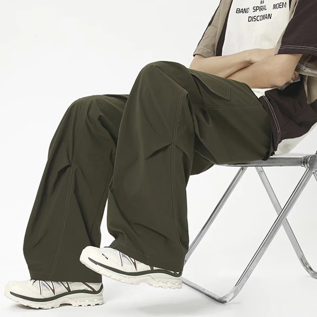 新款2025男女裤子冲锋裤户外休闲时尚长裤薄款宽松直筒工装冰丝裤