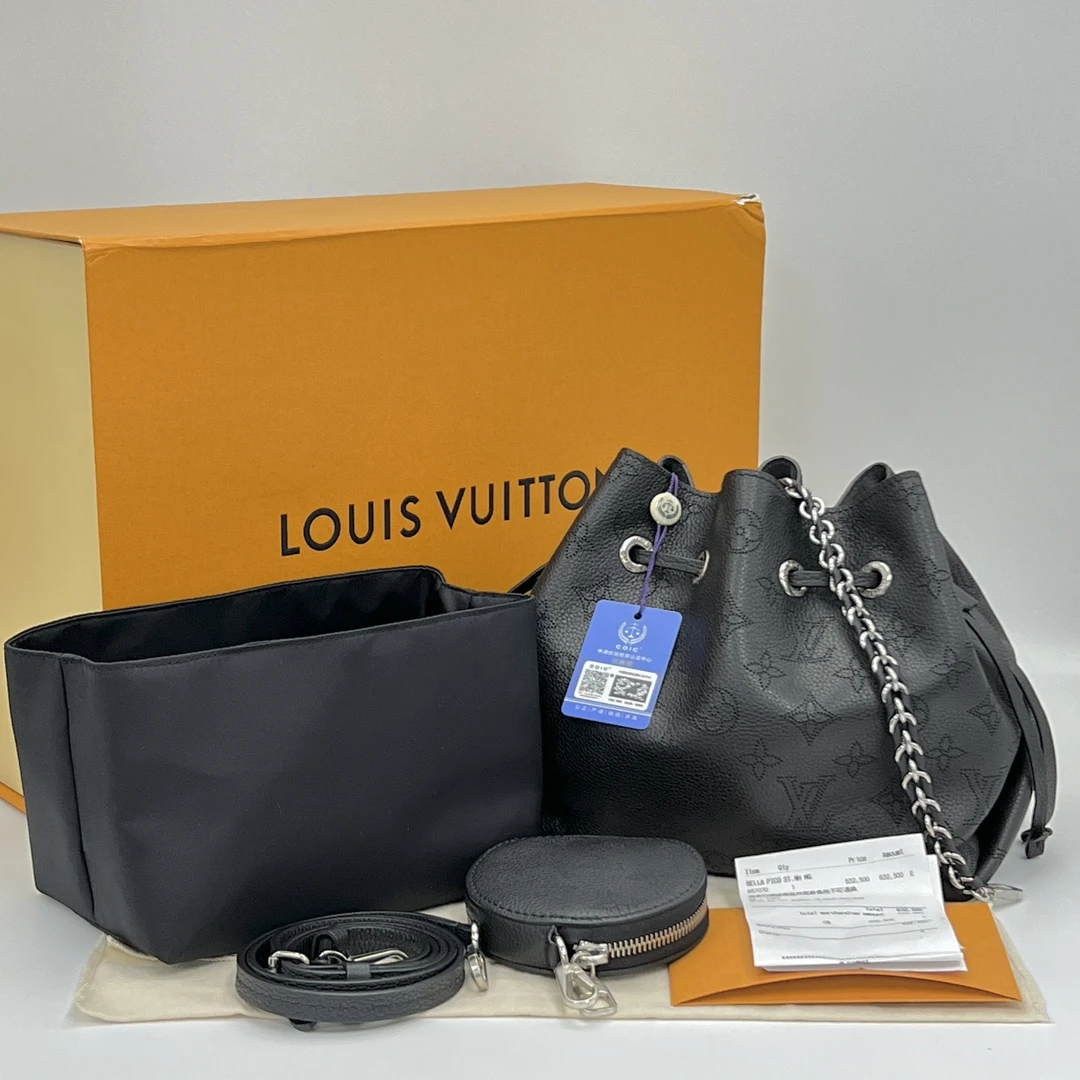 99新 LouisVuitton/路易威登 黑色Bella月光女神镂空水桶包 09121