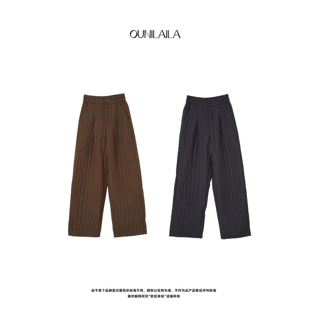欧尼家【御寒裤】绗缝工艺显瘦显高 /皱皱裤秋冬时尚阔腿裤 KZ5337N