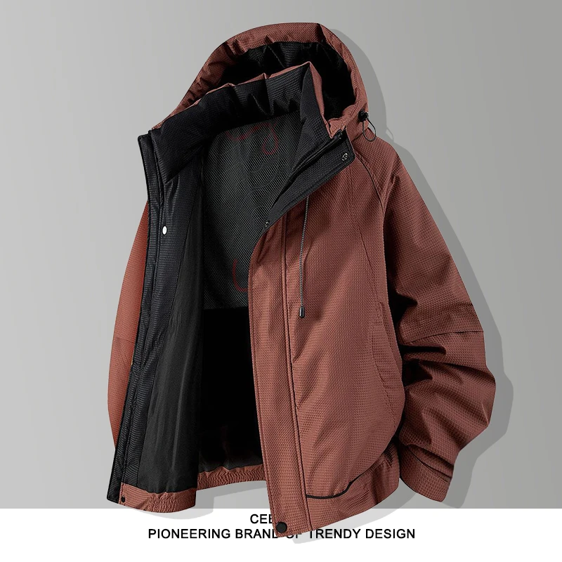 法国Cebrodz连帽羽绒服男冬季2025新款保暖冲锋衣户外登山服防风