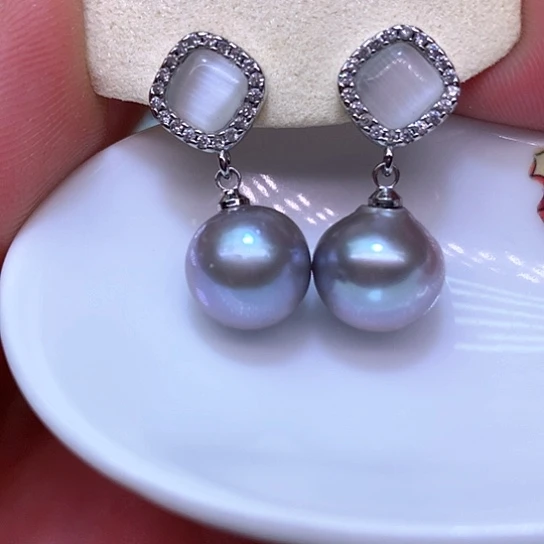 淡水珍珠耳饰银S925镶嵌