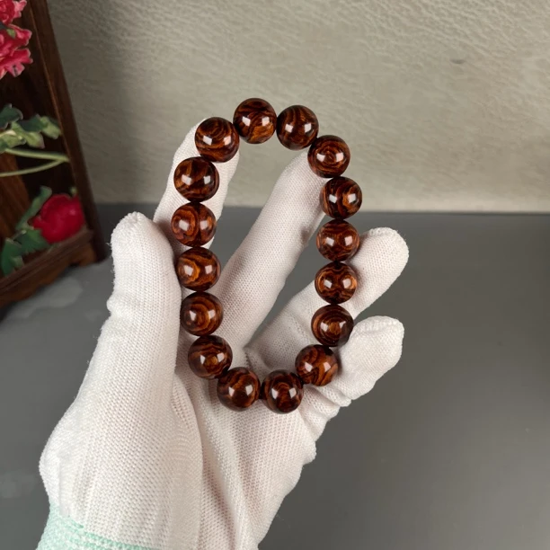 正宗海南黄花梨1.3手串满纹正心纹理清晰天然材质保真送礼文玩