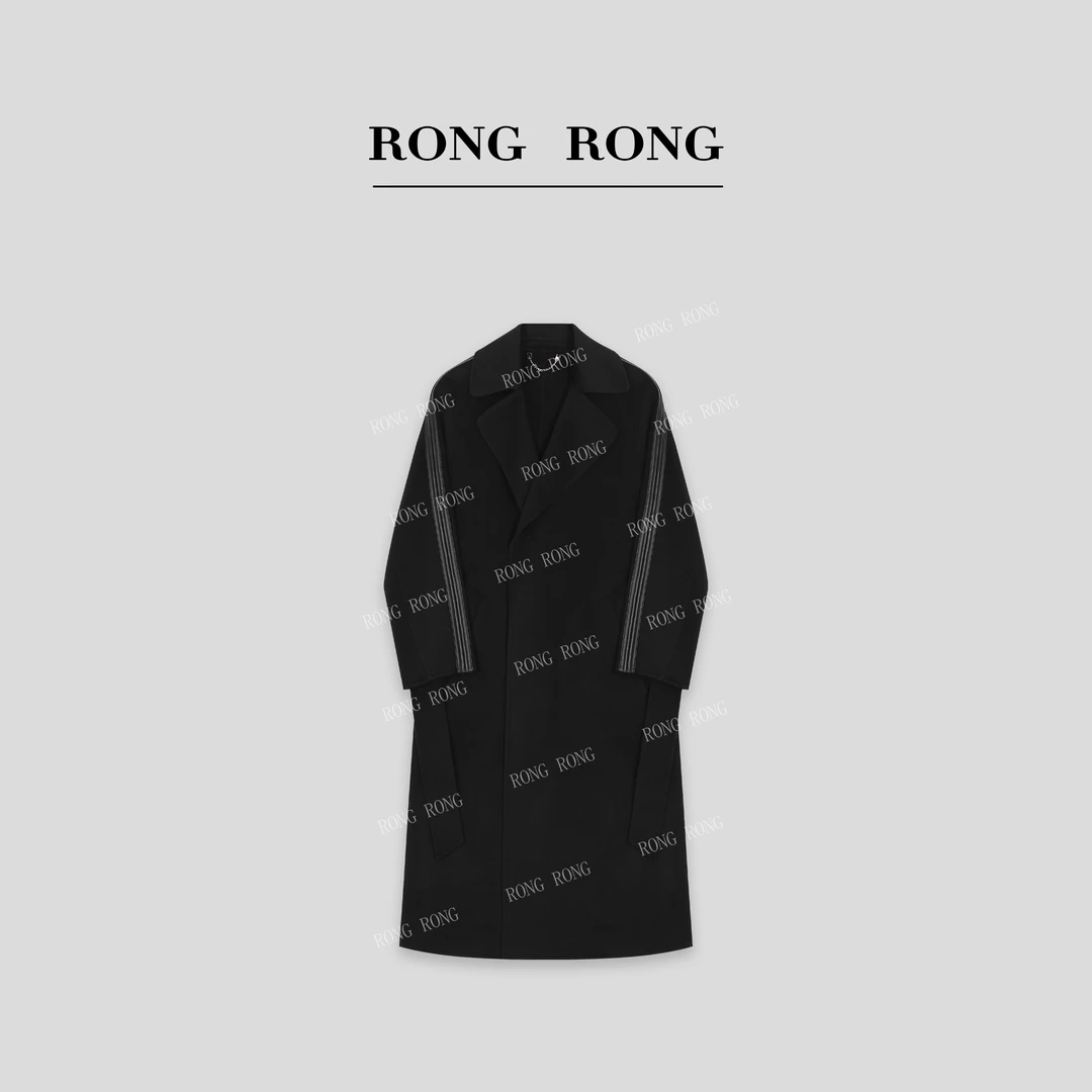 溶溶【极简型格】RONGRONG 山羊绒绵羊毛混纺长款收腰毛呢大衣6227