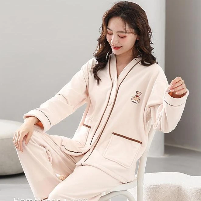 舒适简约海岛绒日系家居服睡衣23204