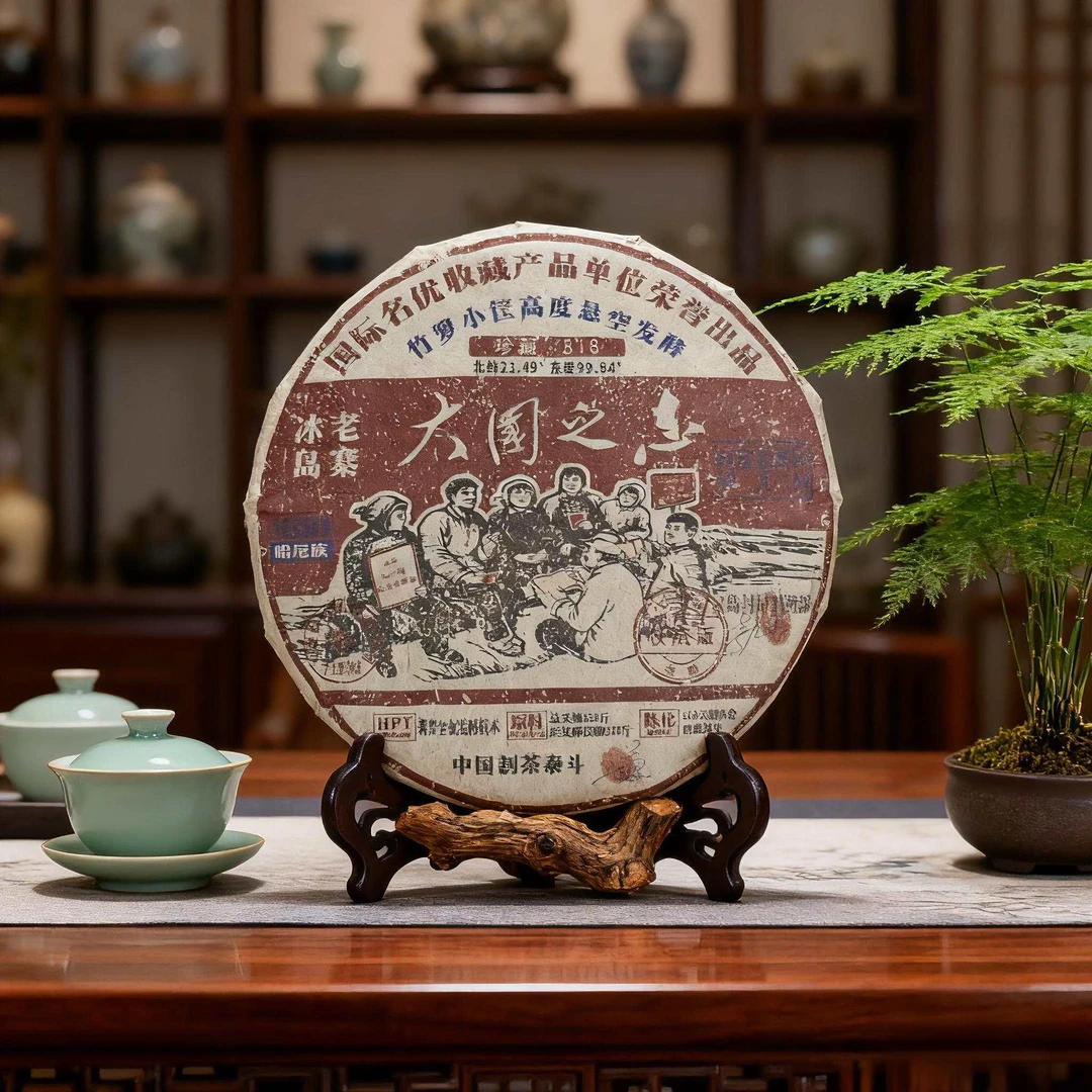 普洱茶熟茶大国之志精选冰岛老寨古树原料好茶357gGY