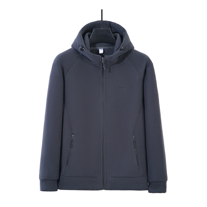 男款秋冬新款厚款连帽3色抓绒保暖透气绒感外套