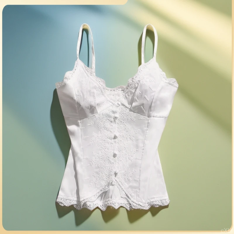 甜辣妹黑色蕾丝吊带背心女内搭外穿上衣新款美背修身显瘦通勤打底