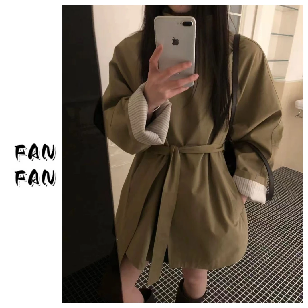 FANFAN 【一字扣 风衣】收腰系带外套