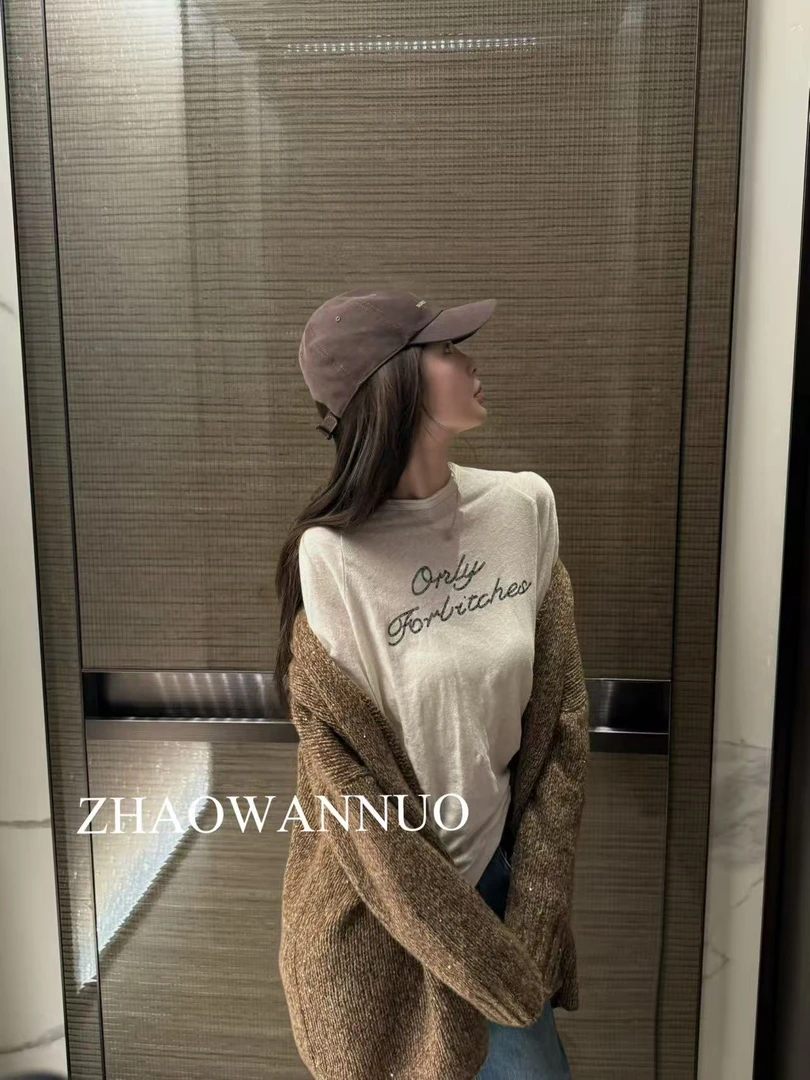 ZHAO WANNUO 丨秋季宽松落肩轻薄棉质长袖T恤WN0086