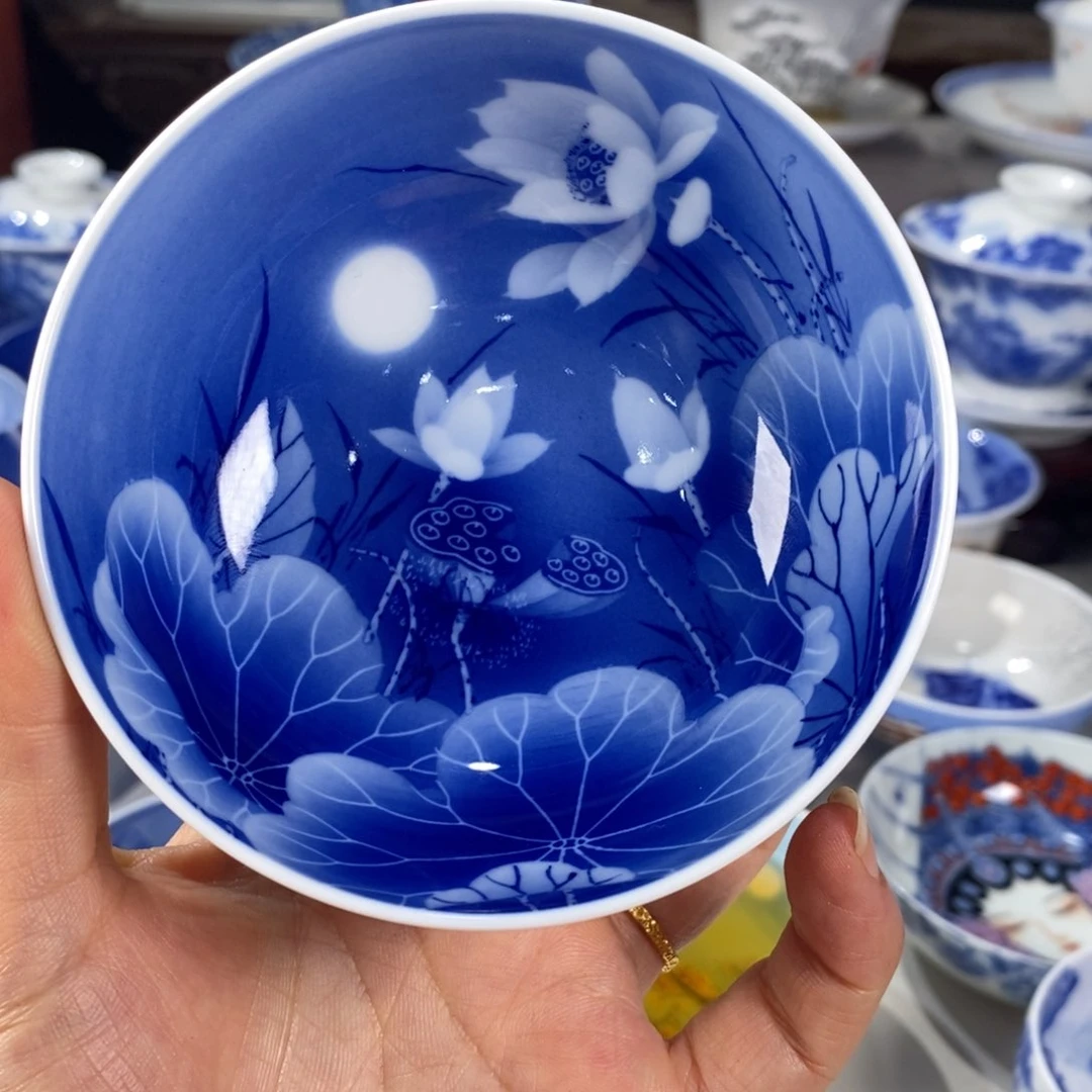 青花荷花主人杯杯