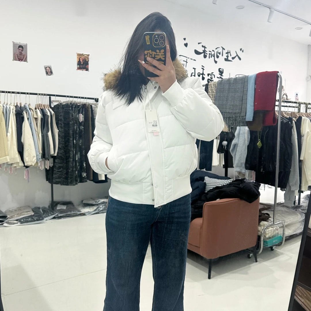 韩系干净百搭大毛领短款棉服时尚潮流休闲必备