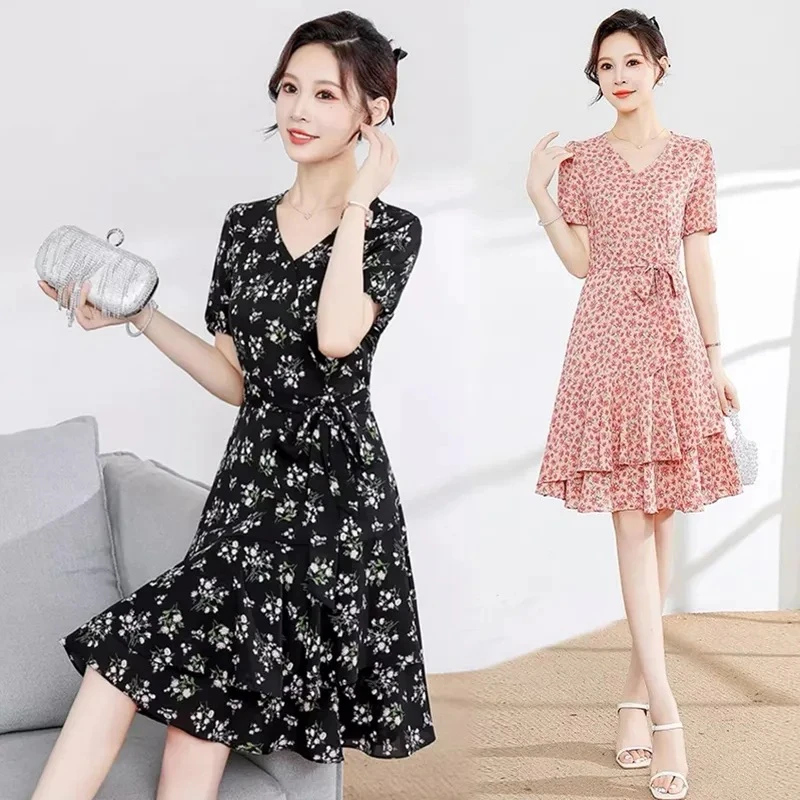 徐秋阳风法式复古碎花泡泡袖领连衣裙2025夏新款高级感收腰裙子女