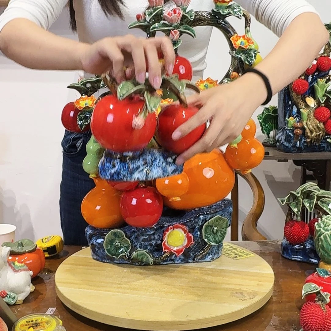 陶瓷葫芦苹果摆件