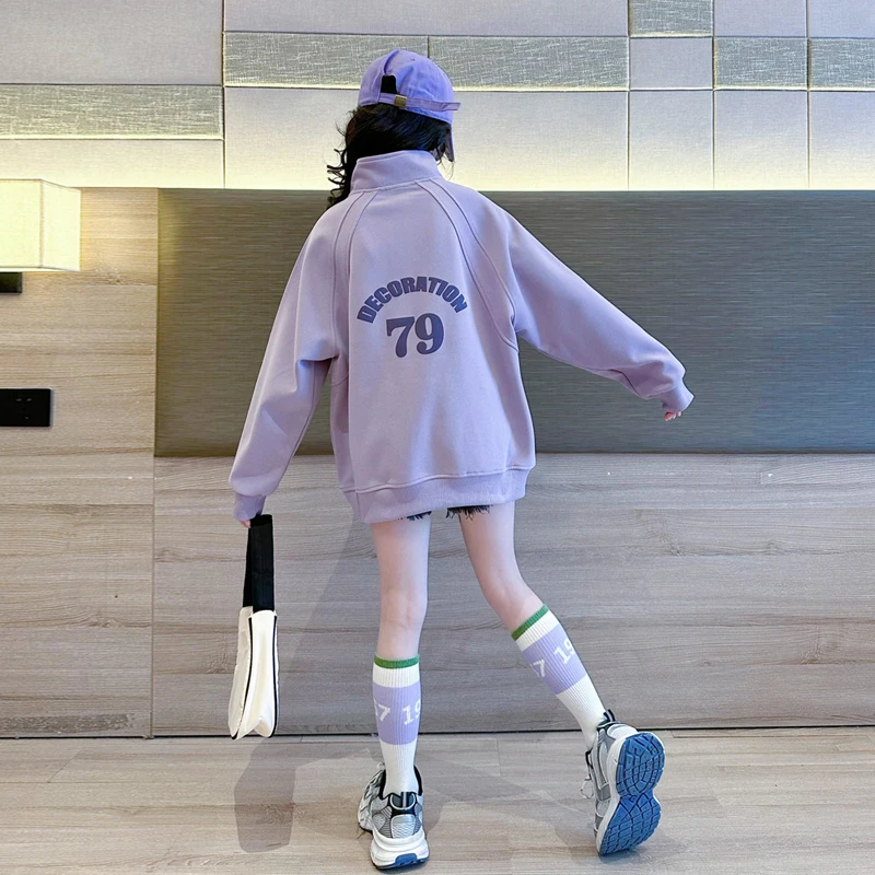 卫衣秋季上衣爆款2025新款立领中大童潮酷穿搭儿童女大童洋气卫衣