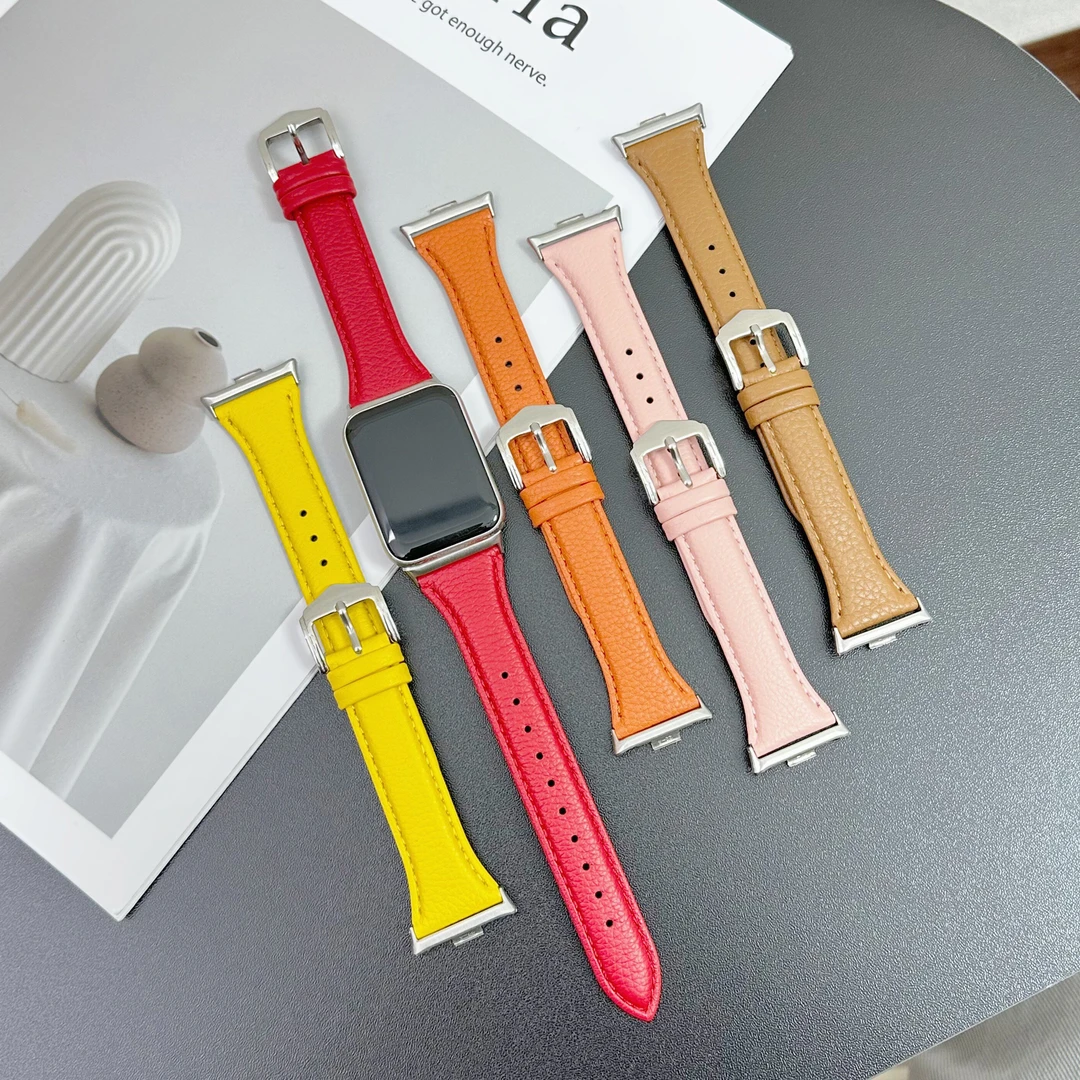 适用小米手环9Pro手表带8Pro小蛮腰真皮质红米Watch6/5腕带高级感