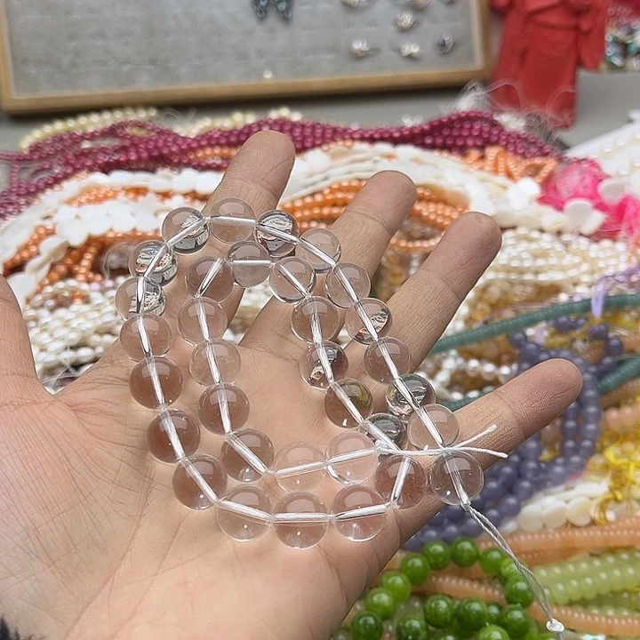 玛瑙/玉髓珠宝半成品未镶嵌一条12mm净体白水晶