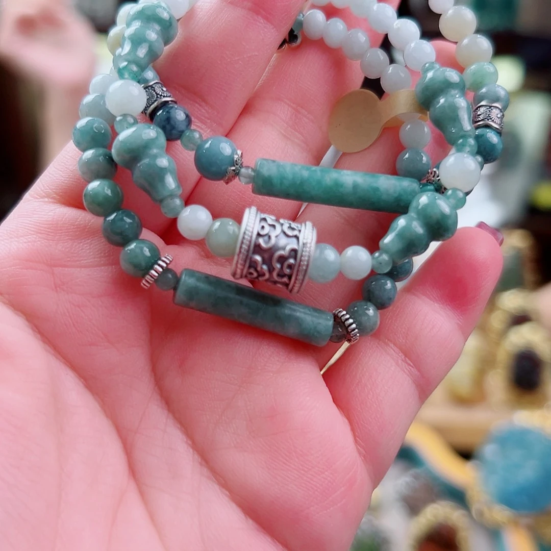 手链翡翠银S925镶嵌国风
