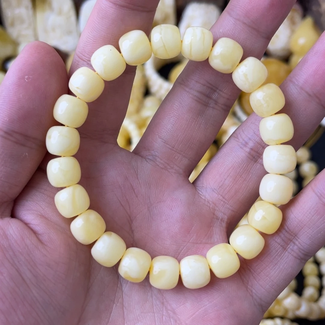 未镶嵌琥珀手串9+俄料浓蜡白花精工老型手串（微瑕）
