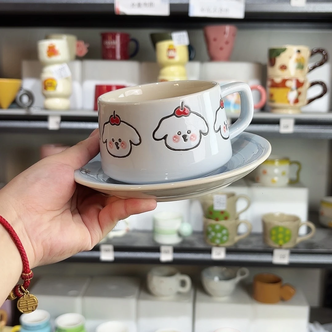 棉麻正单一个蓝色小狗