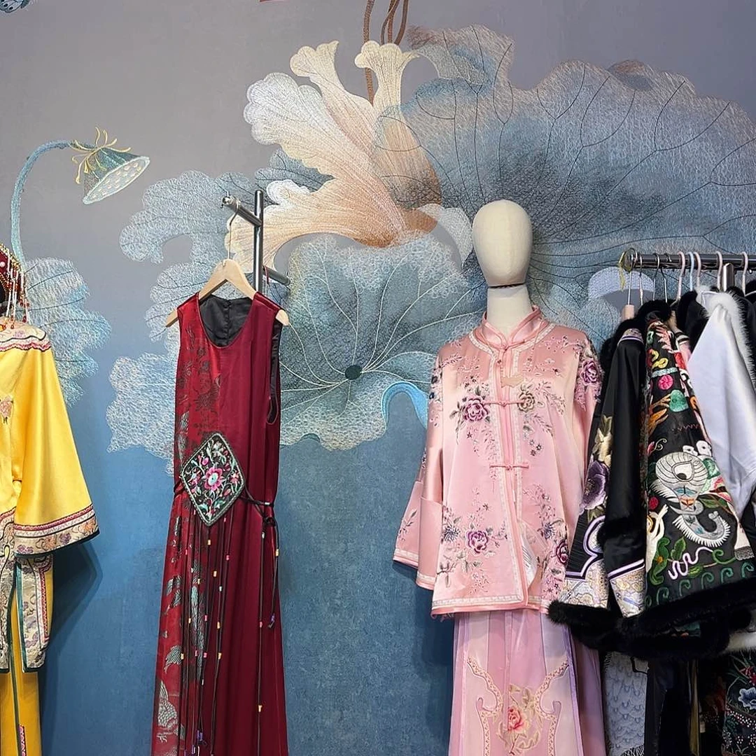 老软缎➕蚕丝双拼长款旗袍