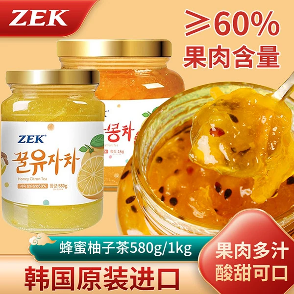 ZEK韩国进口食品蜂蜜柚子茶580g早餐面包秋冬季冲饮果酱零食酸甜